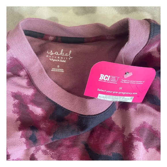 ISABEL MATERNITY MATCH BACK MATERNITY BURGUNDY TIE-DYE SWEATSHIRT SIZE S - Picture 5 of 7